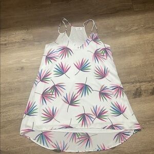 Tropical Asymmetrical Dress with Palm Print